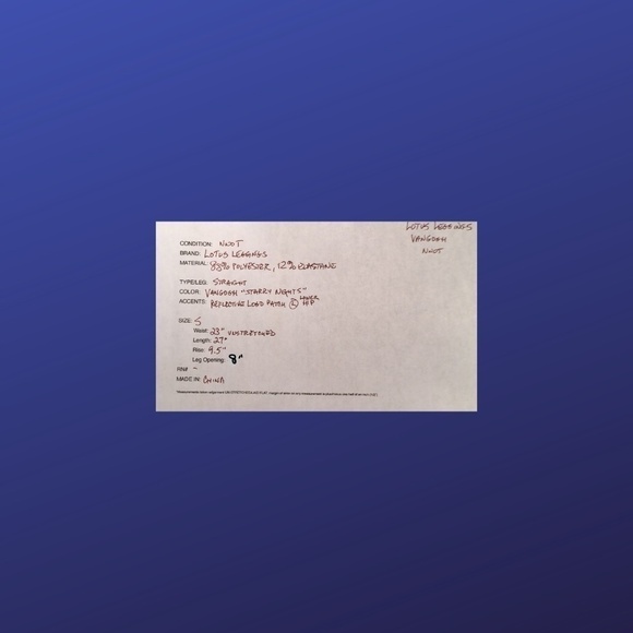 Lotus LEGGINGS Women’s Leggings, Van Gogh’s “STARRY NIGHT”, Size Small, NWOT - Picture 10 of 10